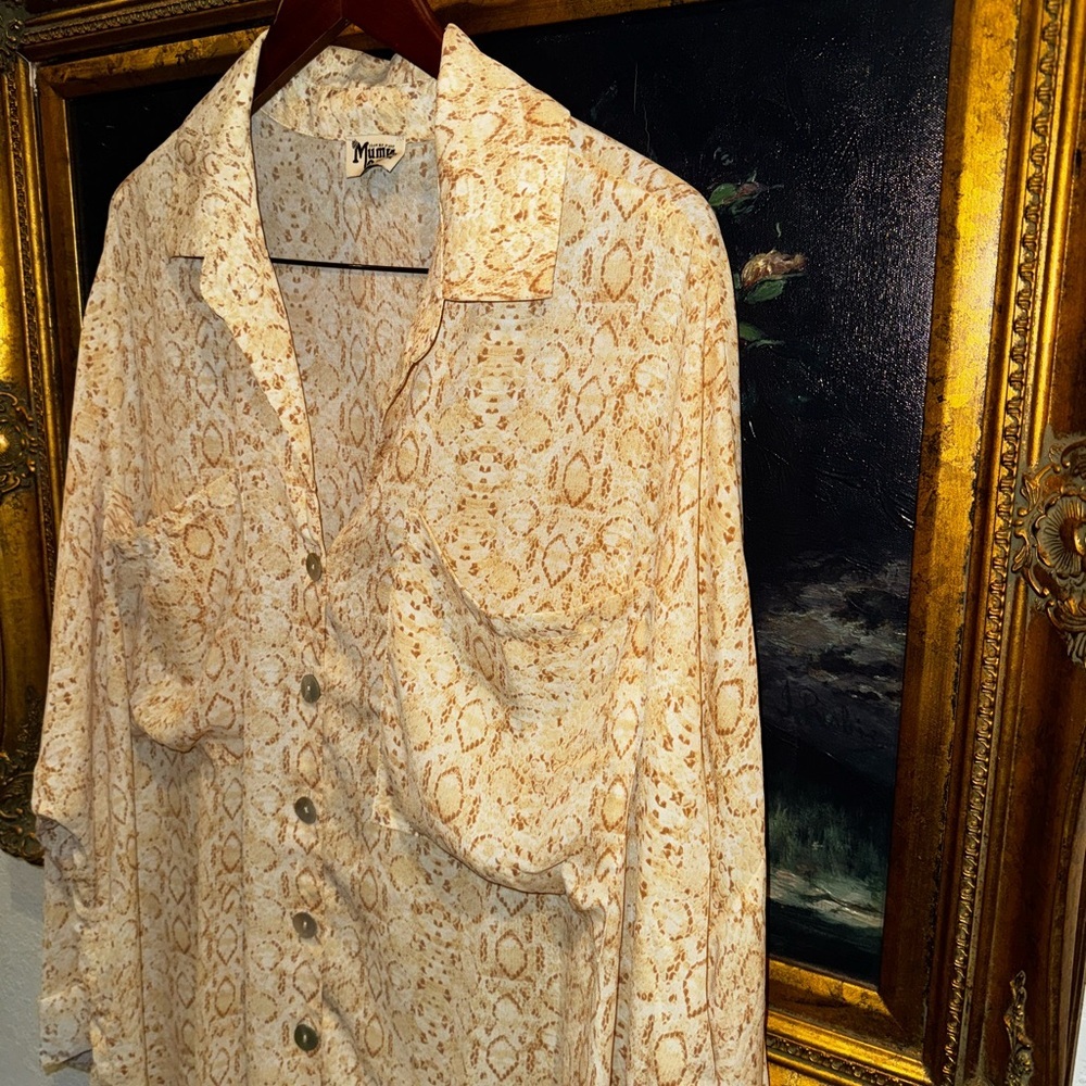 Show Me Your Mumu Gold Python Print Button Down R… - image 4